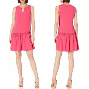 Trina Turk Yarrow Drop Waist Ruffle Pink Dress Sz 2